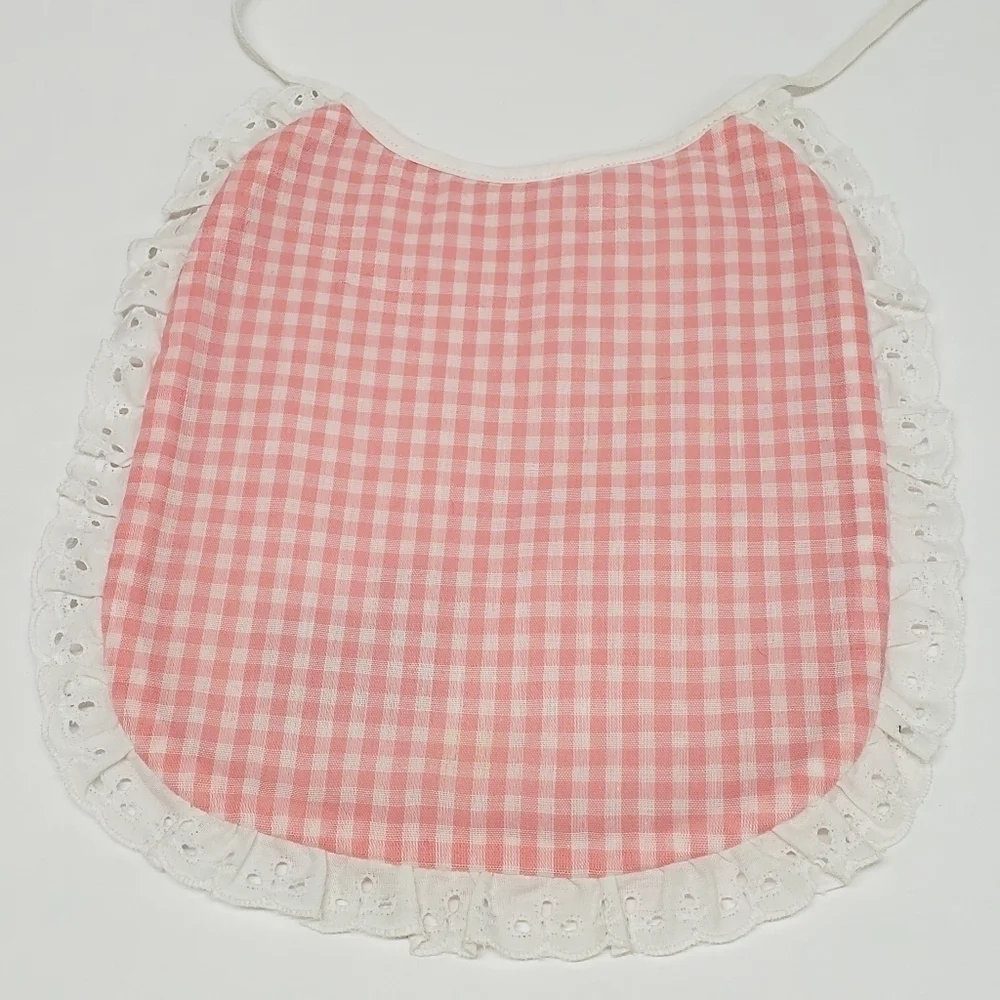 Pink White 8x10 Gingham Black Sheep Quilted Baby Bib
